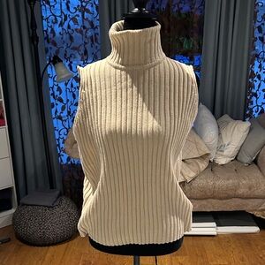 Carolyn Taylor Cream Ribbed Turtleneck Sweater
